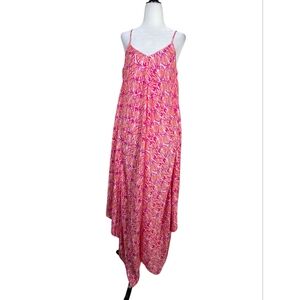 Vineyard Vines Silk blend lightweight asymmetrical Shell print vacay Maxi Dress